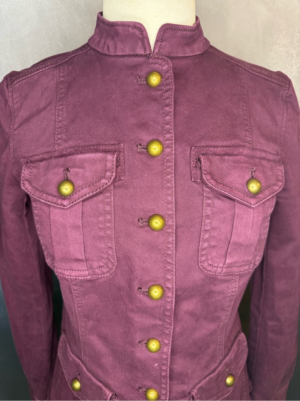 White House Black Market Burgundy Utility Jacket - Size 00 - Picture 2 of 8